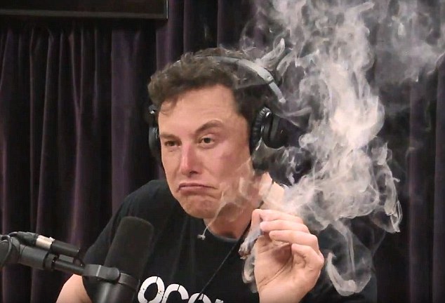 Musk was seen smoking a joint when he appeared on Joe Rogan’s podcast in 2018